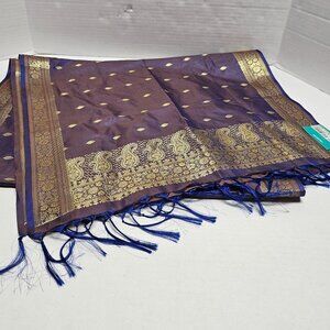 New ROOPAM Silks International Gold Golden Purple Women's Scarf Shawl Wrap Gift